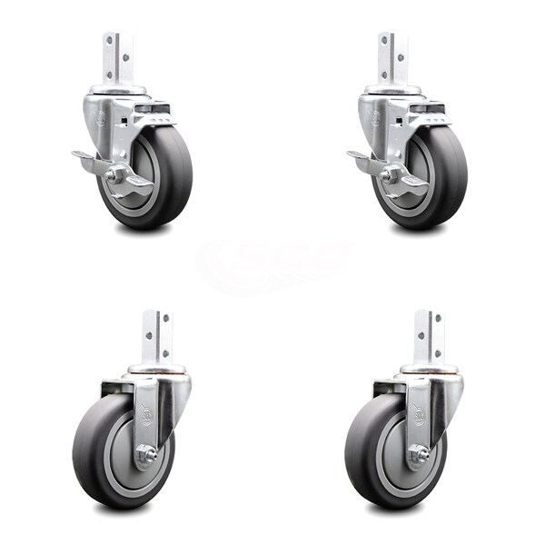 Service Caster 4 Inch Thermoplastic Rubber Swivel 7/8 Inch Square Stem Caster Brakes SCC, 2PK SCC-SQ20S414-TPRB-TLB-78-2-S-2 - main